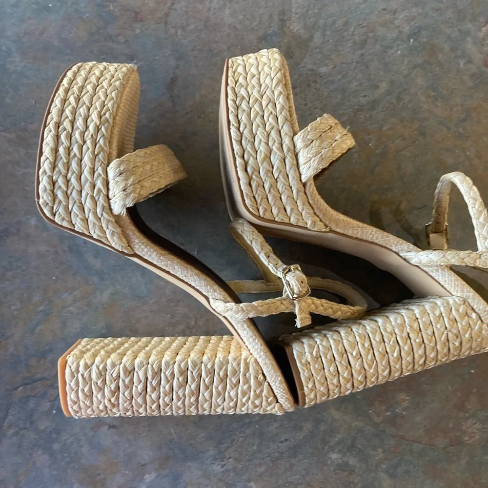 Jeffrey Campbell Raffia Stacked Heel Sandals - 11 - Picture 2 of 11